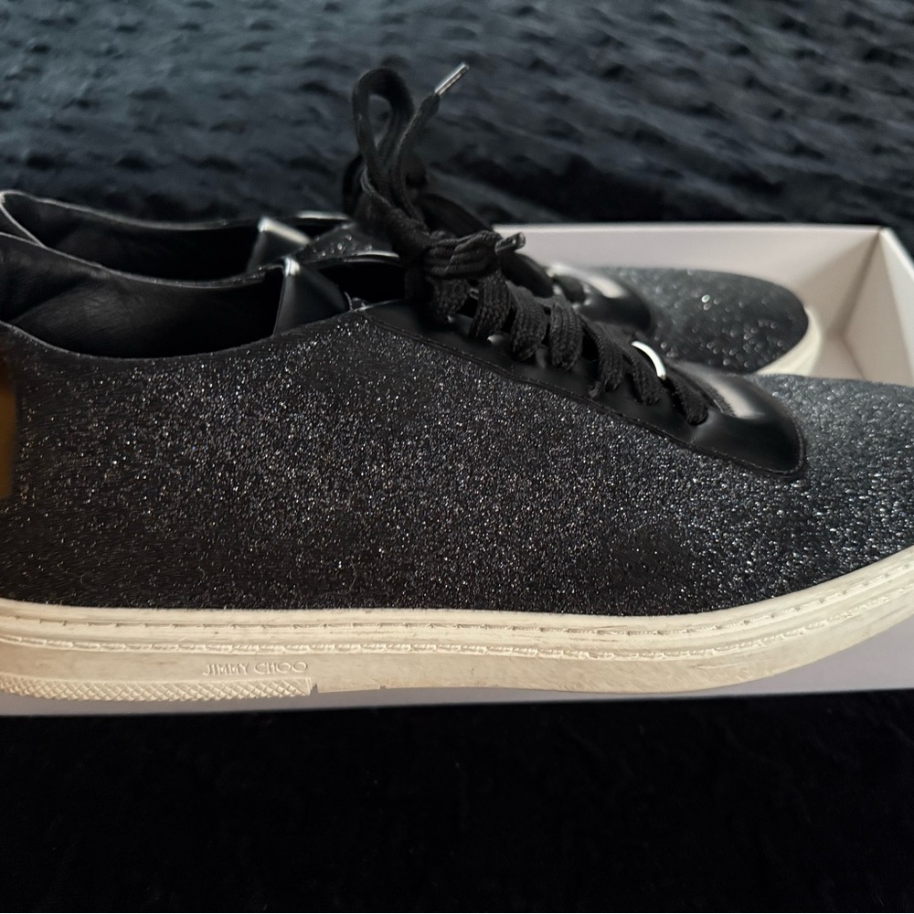 Jimmy Choo black with glitter casual mens sneakers
